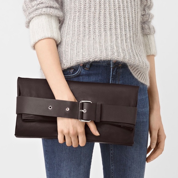 All Saints Handbags - AllSaints Zoku Large Clutch Burgundy Fold Over Purse Bag